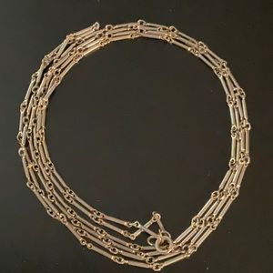 Vintage 3 Feet - Antiqued Bar and Ring Chain Necklace.